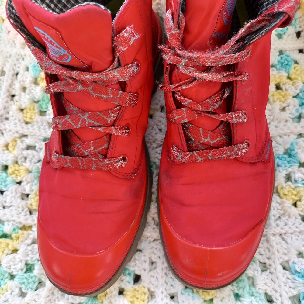 Palladium Women's Pampa Puddle Lite Red/Gray Waterproof Boots Size 9 US - Picture 13 of 17